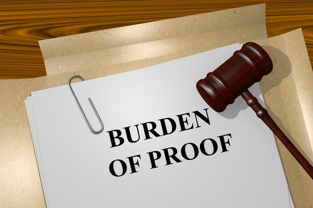 Render illustration of Burden of Proof concept Title On Legal Documents